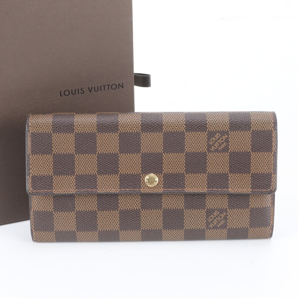 Louis Vuitton Damier Portefeuille Sarah N61734 Leather Long Wallet (Men's & W...